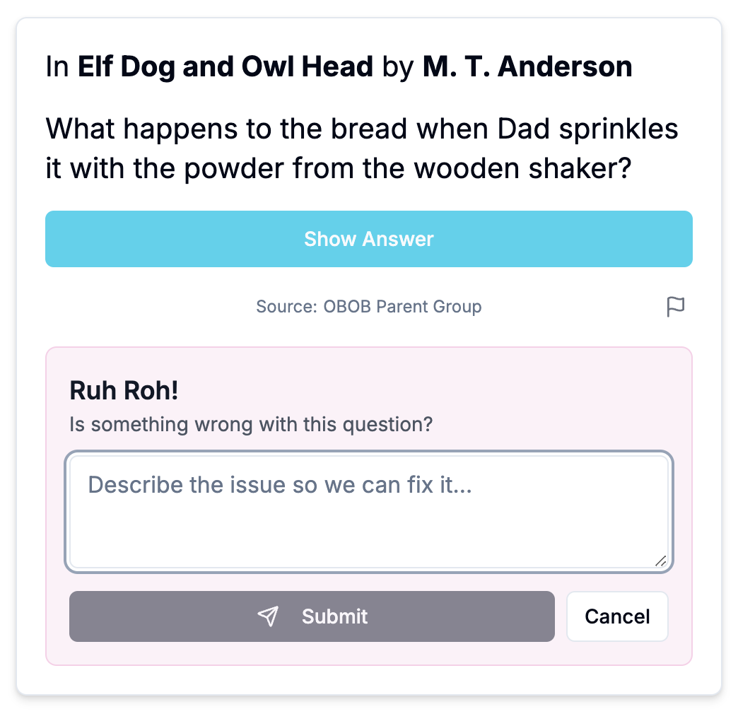Question feedback flag icon